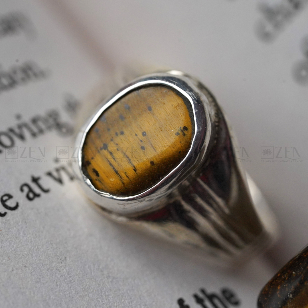 Tiger eye silver on sale ring