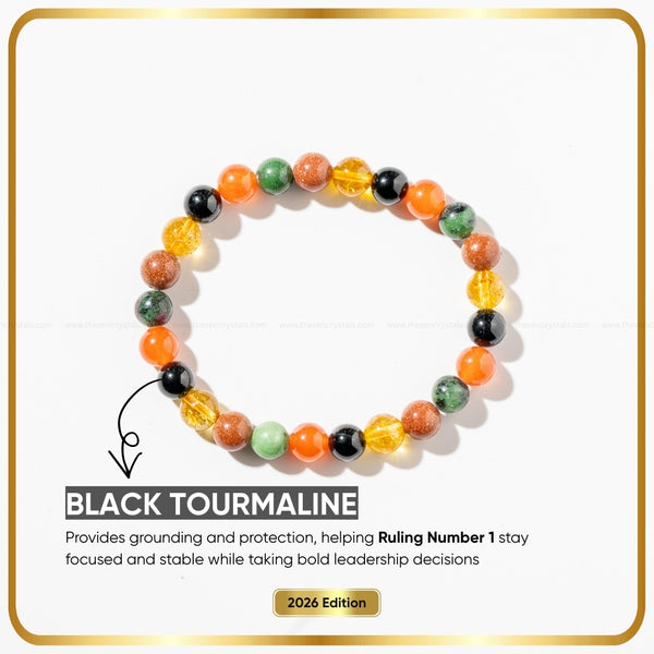 Ruling Number (मूलांक) 1 Bracelet with black tourmaline on a white background