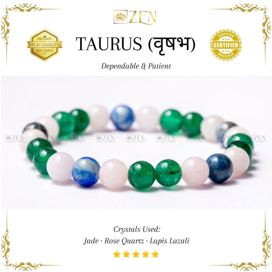 Taurus Zodiac Bracelet (वृषभ राशि) - The Zen Crystals