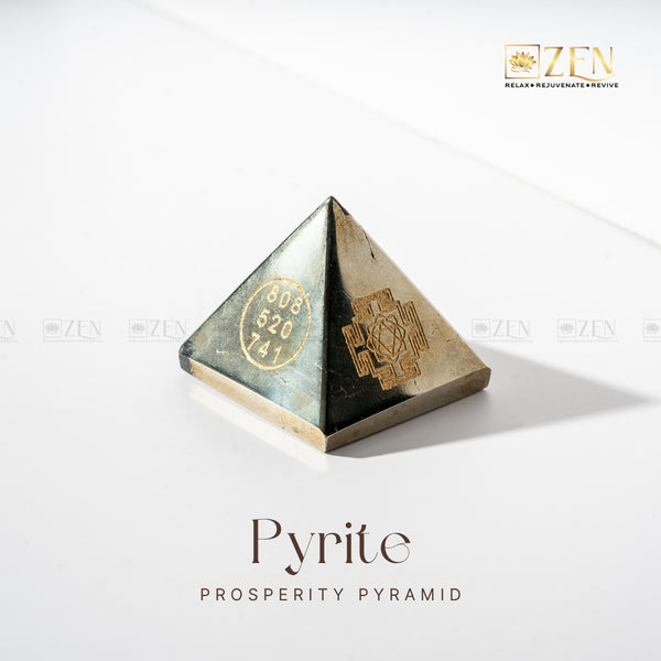 Pyrite Wealth Pyramid featuring Angel Number 808 520 741 engraving for financial prosperity