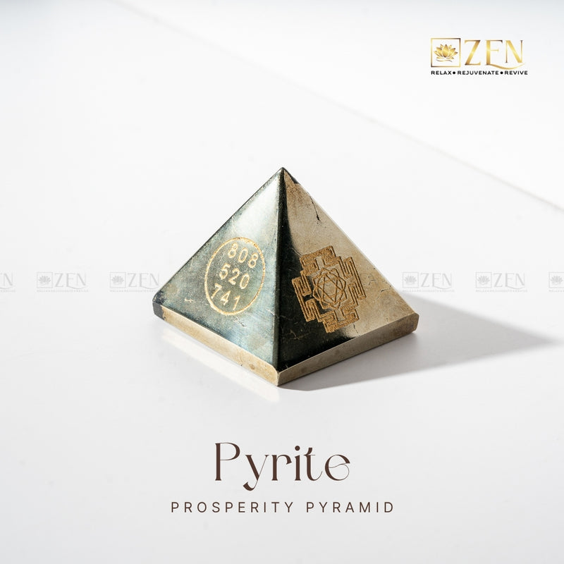 Pyrite Wealth Pyramid featuring Angel Number 808 520 741 engraving for financial prosperity