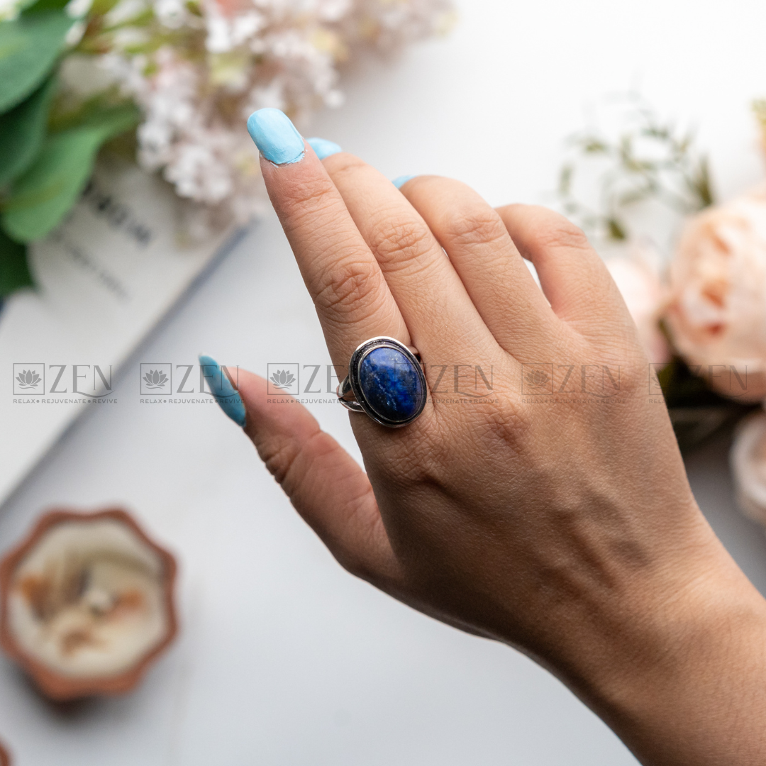 the zen crystals lapis lazuli ring for men and women