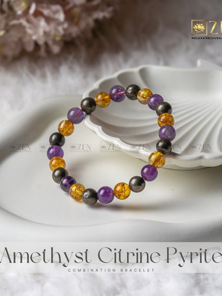 Amethyst Citrine Pyrite Combination Bracelet | The Zen Crystals