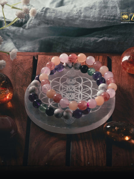 Selenite Plate with 7 Chakras on Flower Of Life Symbol | The Zen Crystals
