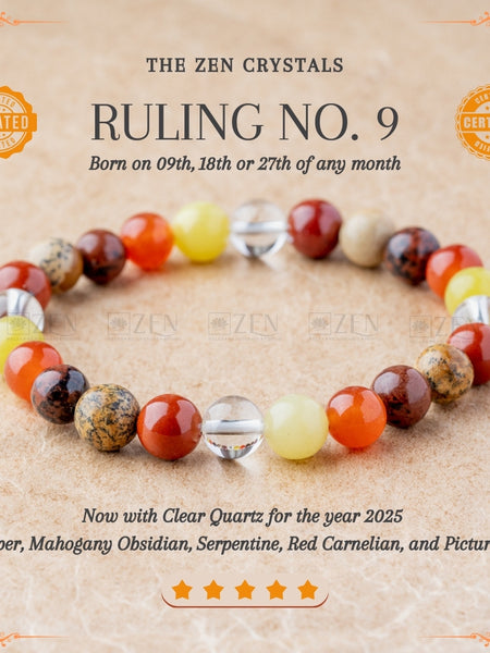 Ruling Number 9 Bracelet | the zen crystals