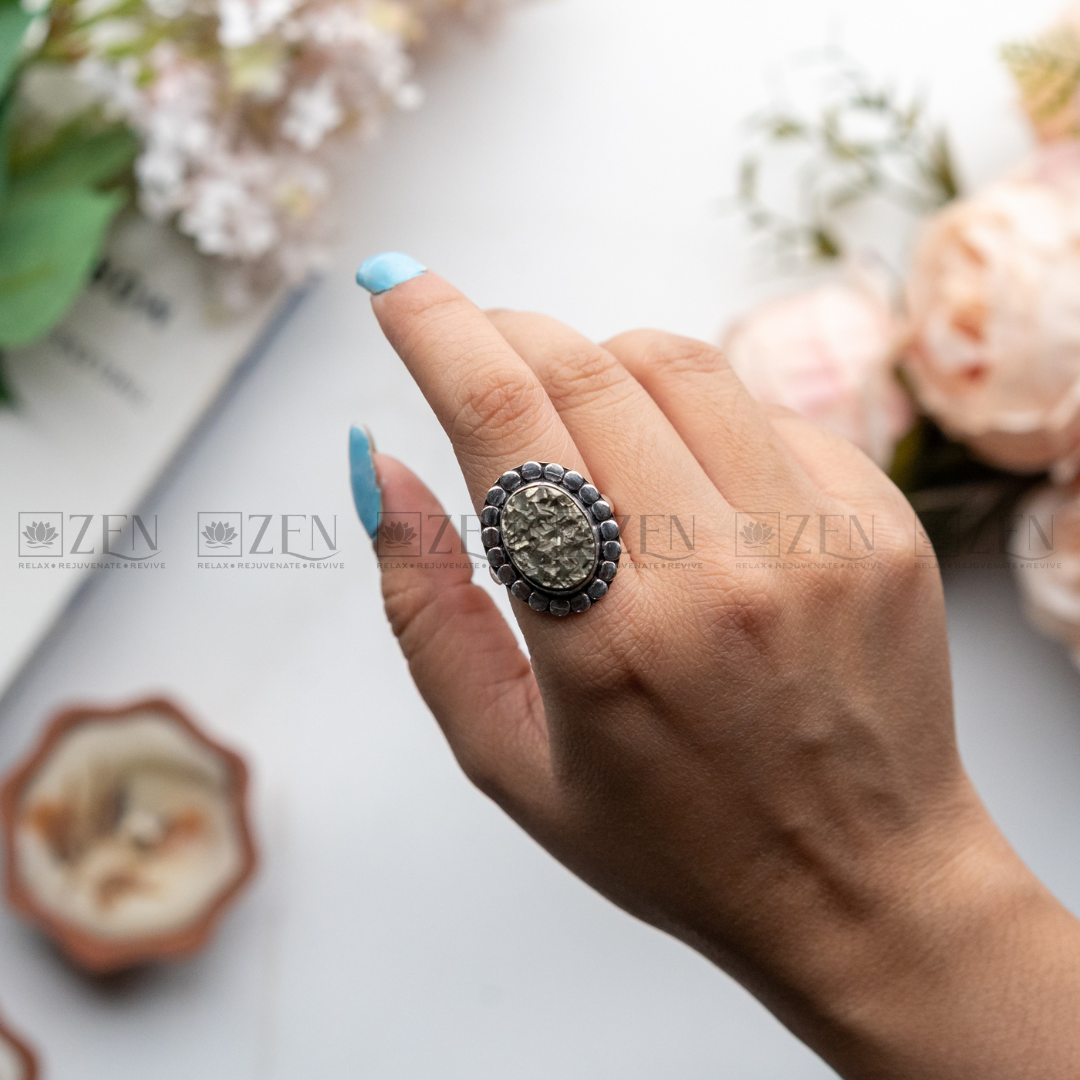 The Zen Crystals Pyrite Ring For Men & Women