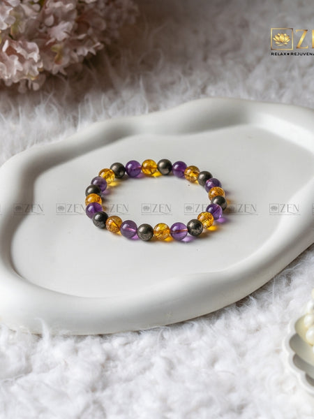 Amethyst Citrine Pyrite Combination Bracelet | The Zen Crystals