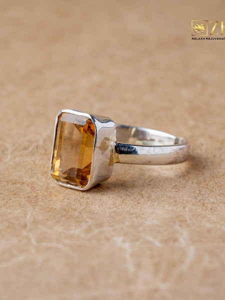 citrine silver ring | the zen crystals