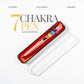 7 Chakra Pen in metallic ruby red with a white box on a light gray background