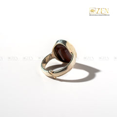 Red Jasper silver ring on a white background, featuring the brand 'Zen'.