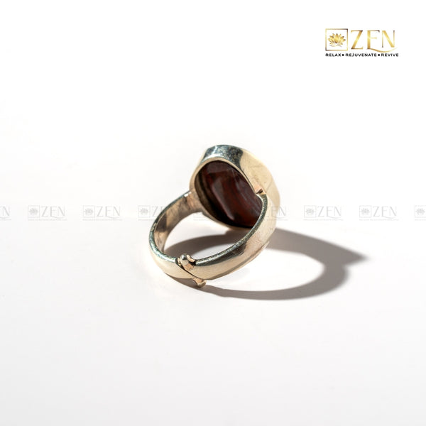 Red Jasper silver ring on a white background, featuring the brand 'Zen'.