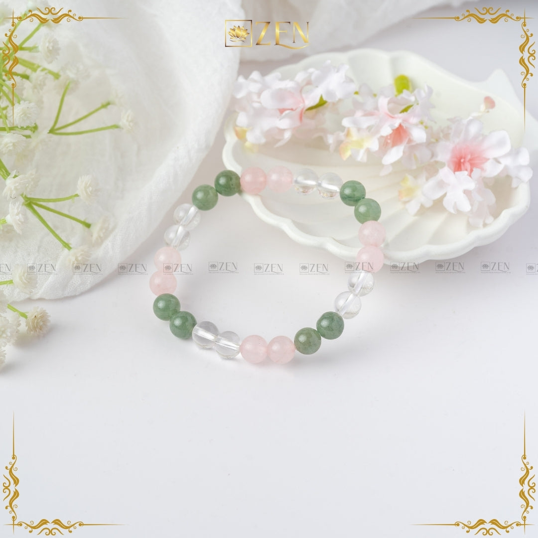 Rose Quartz Aventurine & Clear Quartz combination bracelet | the zen crystals