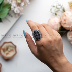the zen crystals black tourmaline ring for men and women