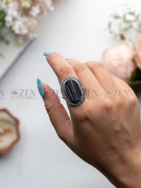 the zen crystals black tourmaline ring for men and women