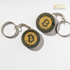 Stylish Pyrite Bitcoin – Keychain symbolizing abundance, protection, and financial success