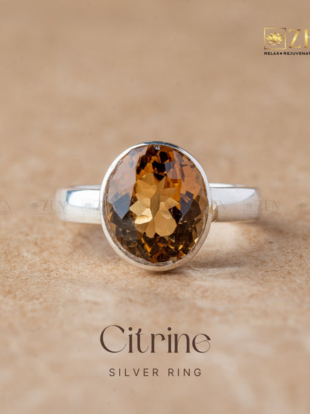 citrine silver ring | the zen crystals