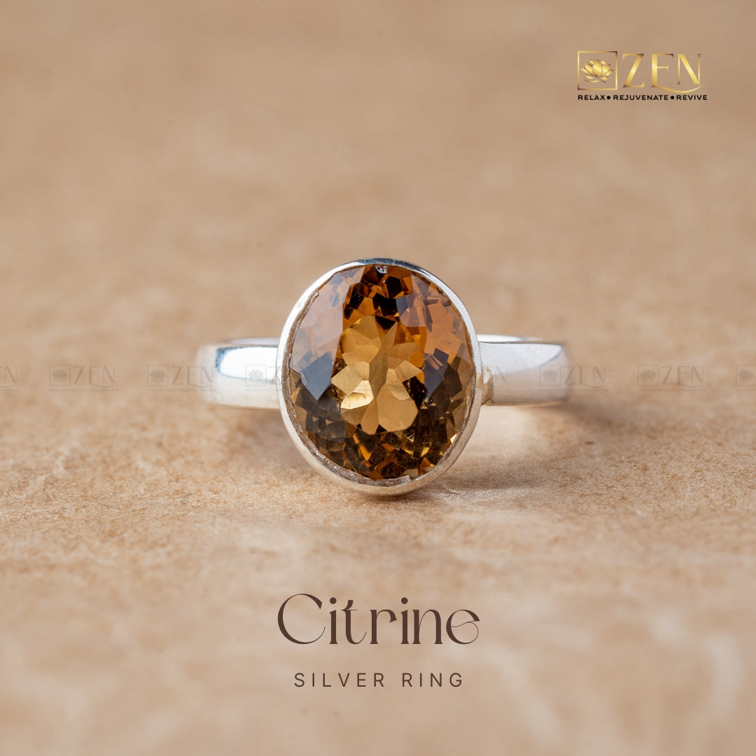 citrine silver ring | the zen crystals