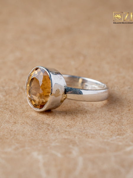 citrine silver ring | the zen crystals