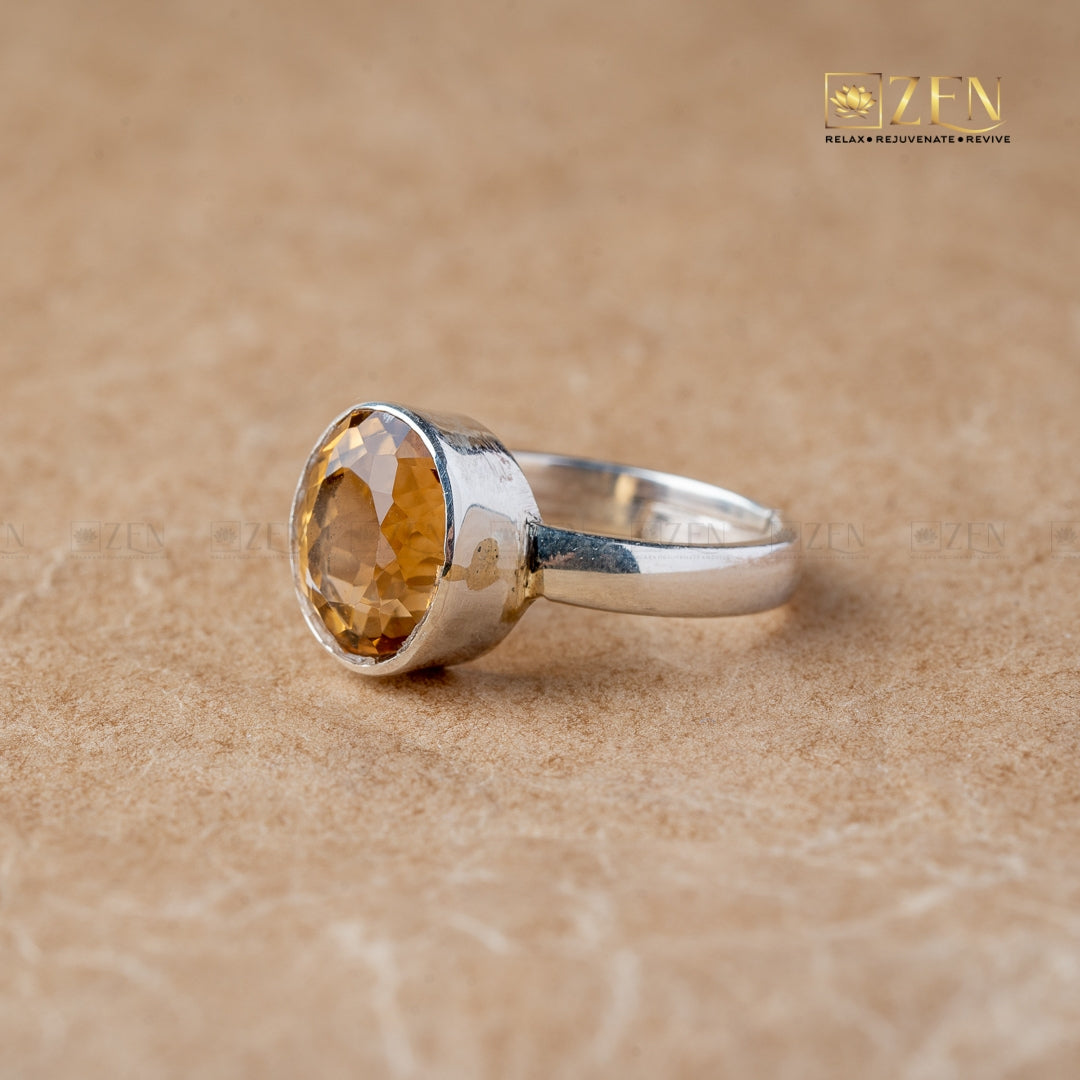 citrine silver ring | the zen crystals