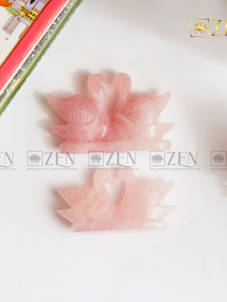 Rose Quartz Mandarin Duck Pair | The Zen Crystals