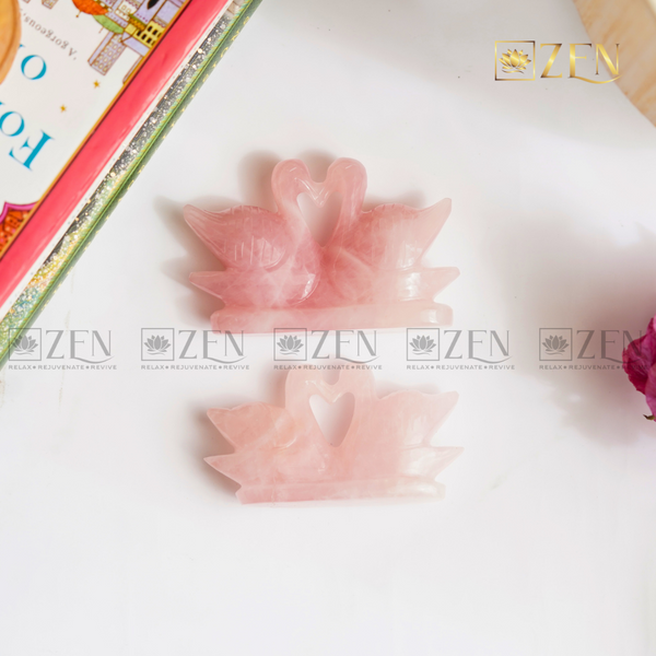 Rose Quartz Mandarin Duck Pair | The Zen Crystals