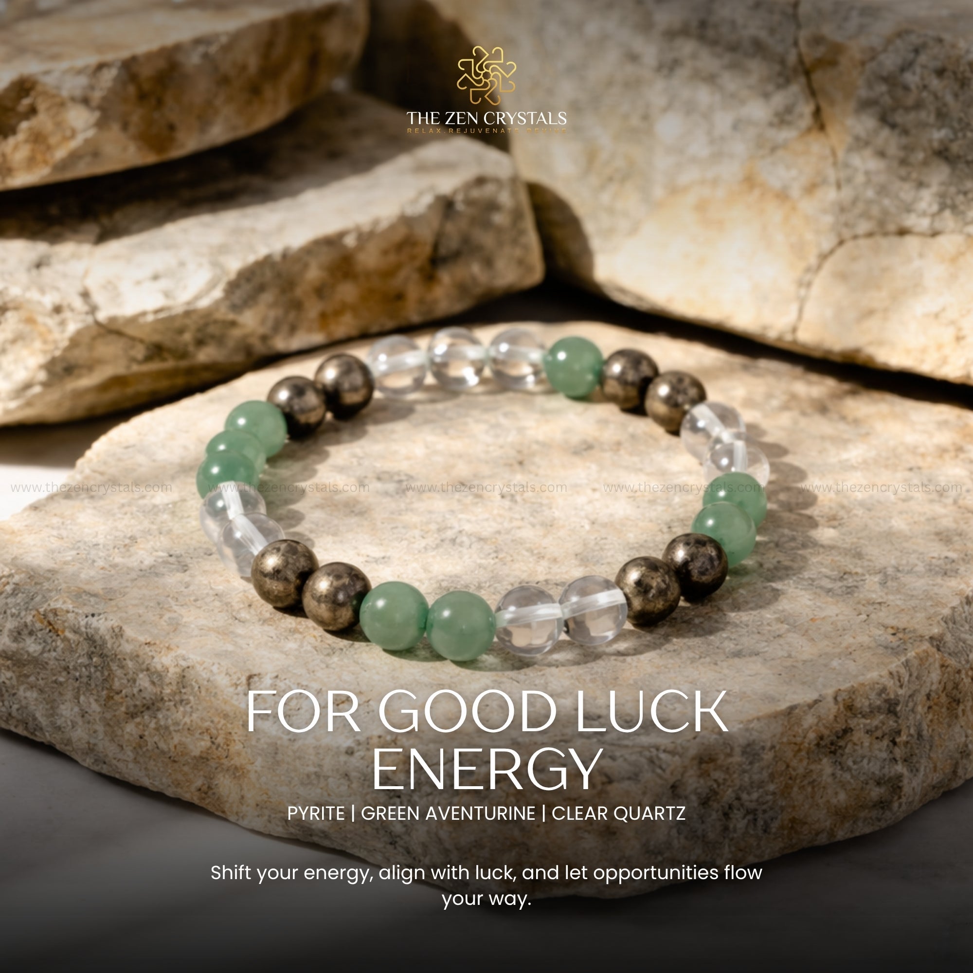 Good Luck Energy Bracelet | Pyrite, Aventurine, Clear Quartz | The