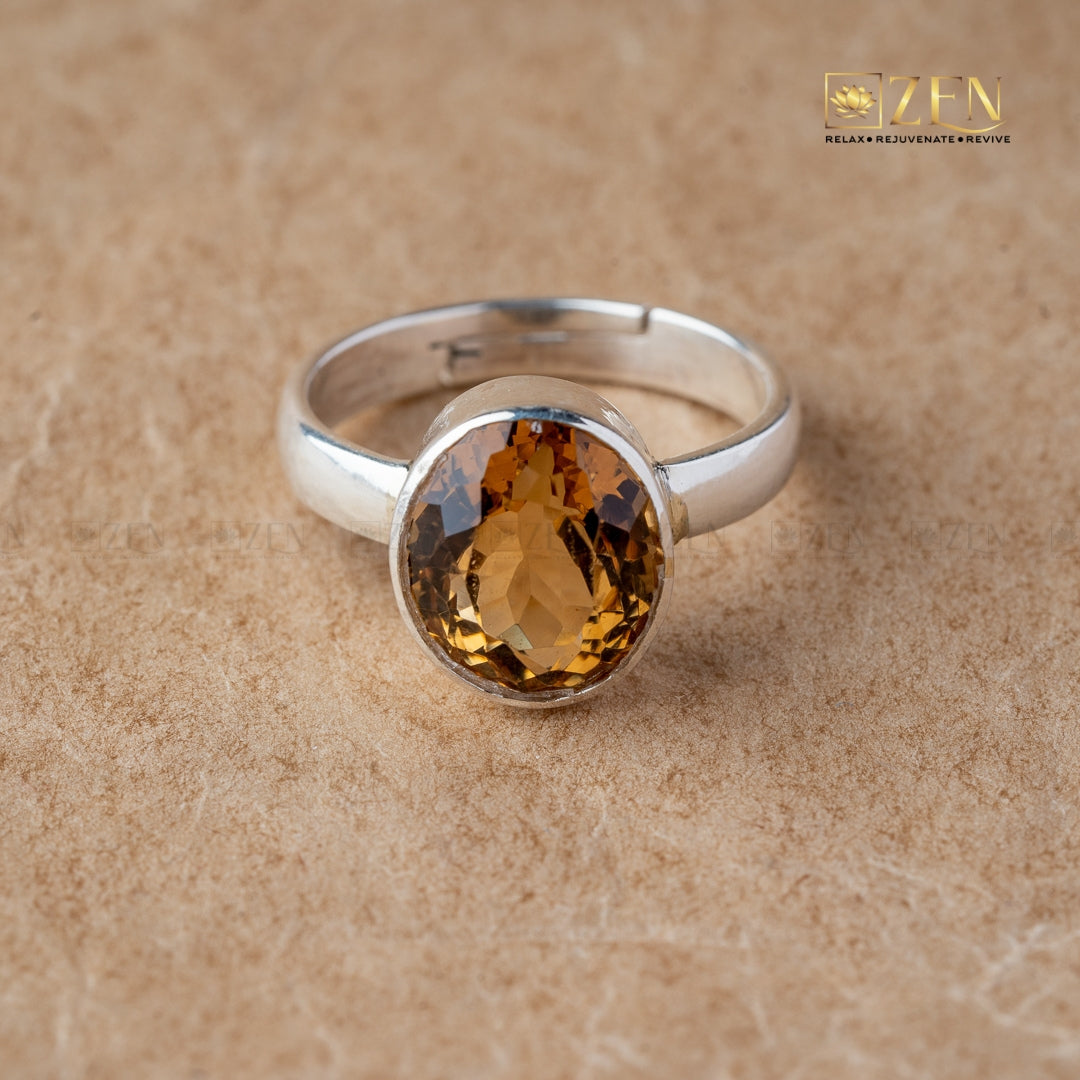 citrine silver ring | the zen crystals