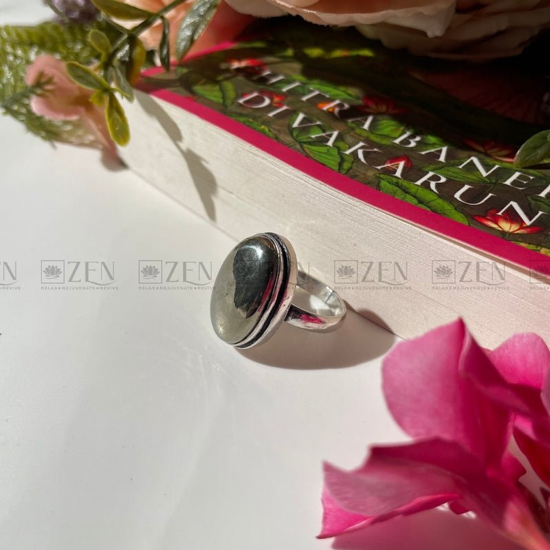 Polished Pyrite Stone Ring | The Zen Crystals