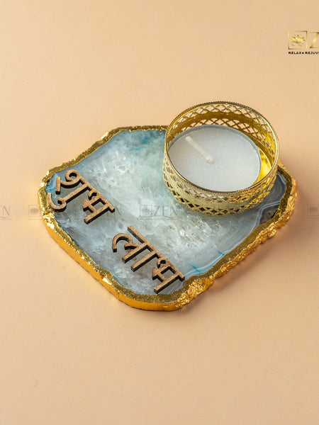 gold plated agate candle holder | the zen crystals