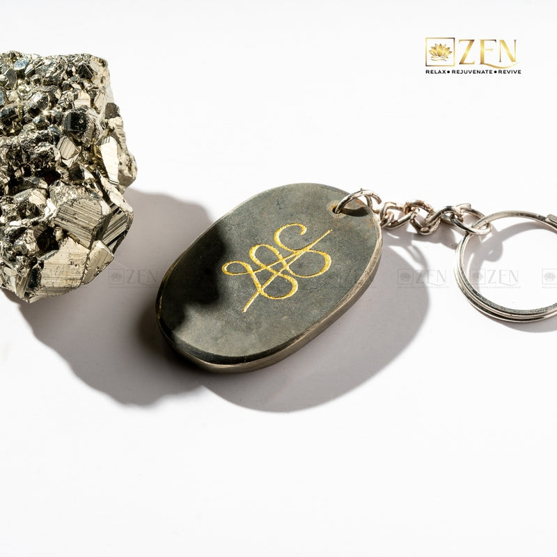 Genuine Pyrite Zibu Coin - Keychain for Attracting Success and Protection