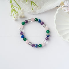 Focus & Clarity Energy In Studies Bracelet on a white background with 'The Zen Crystals' branding.
