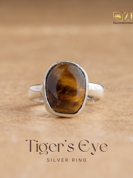 Tiger's Eye Silver Ring - Free Size | the zen crystals