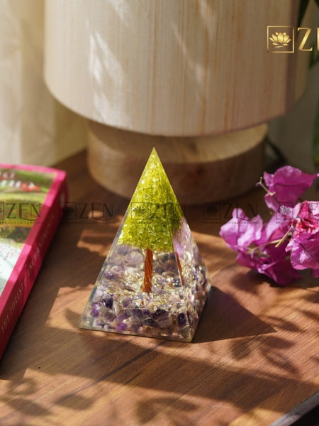 Amethyst Peridot Tree Of Life Orgone Pyramid | The Zen Crystals