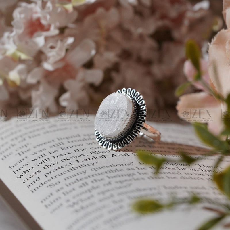 rough selenite ring | The Zen Crystals