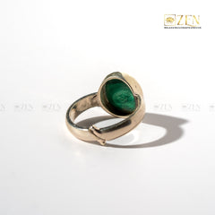Malachite Silver Ring on a white background, featuring the brand 'Zen'.