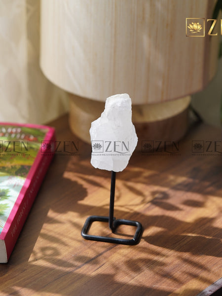 Raw Clear Quartz On Metal Stand | The Zen Crystals
