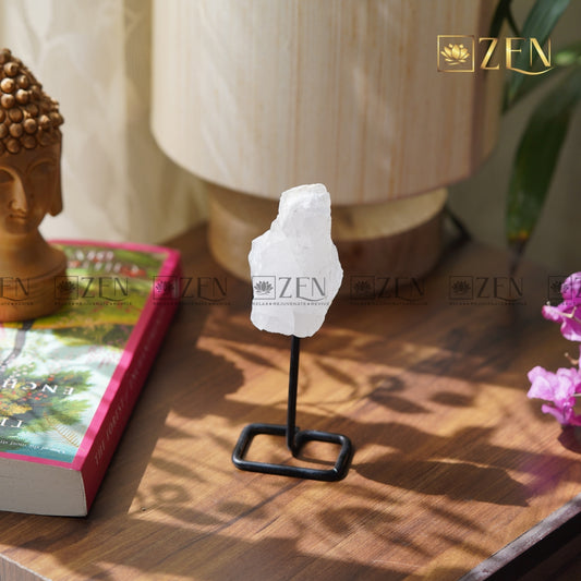 Raw Clear Quartz On Metal Stand | The Zen Crystals