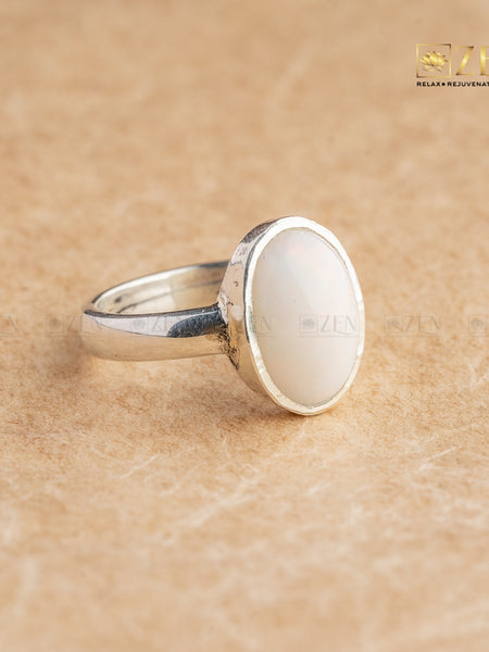 free size opal silver ring | the zen crystals