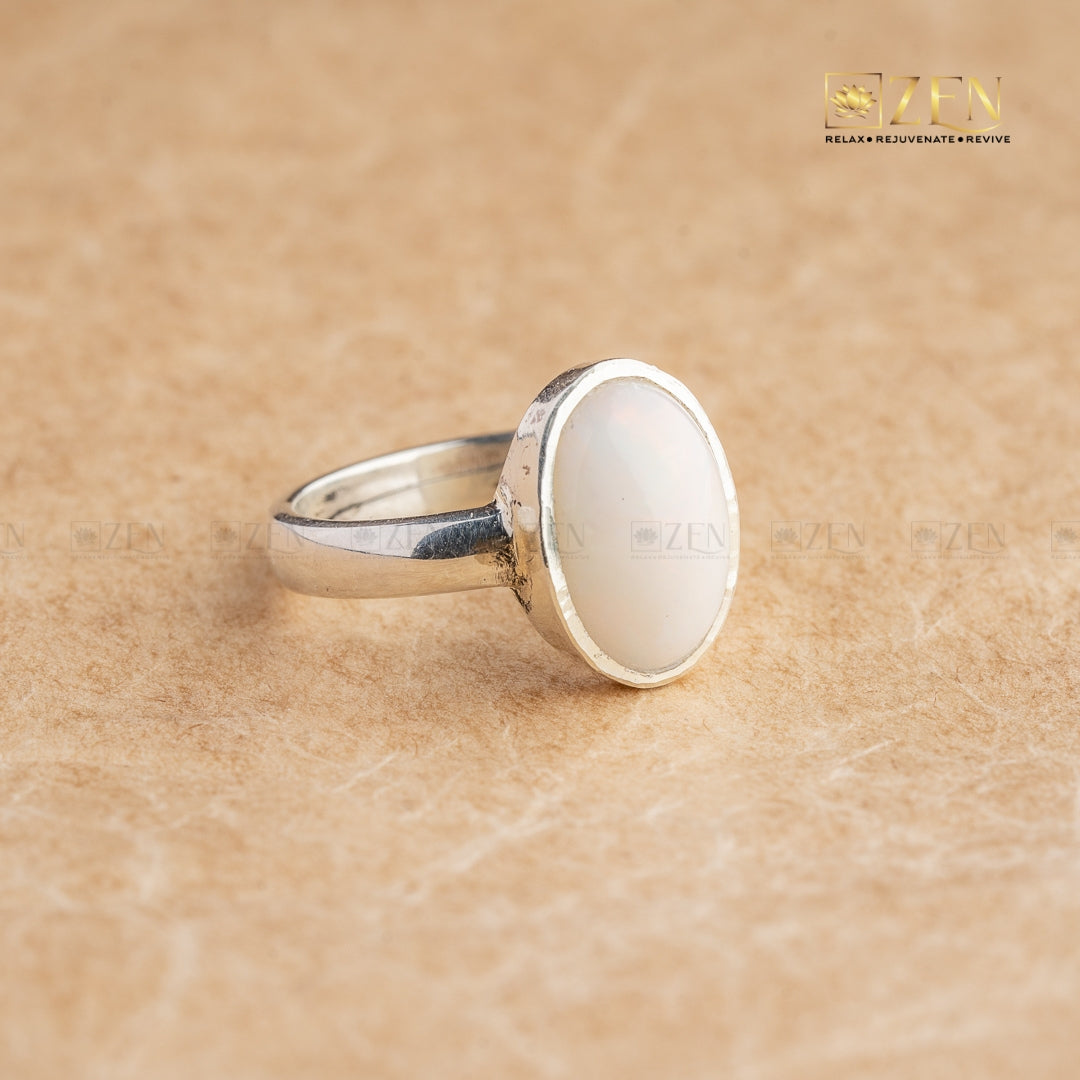 free size opal silver ring | the zen crystals