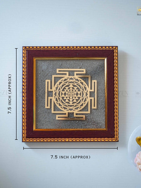 7.5 Inch Pyrite Shri Chakra Frame for Prosperity, Abundance, and Positive Energy