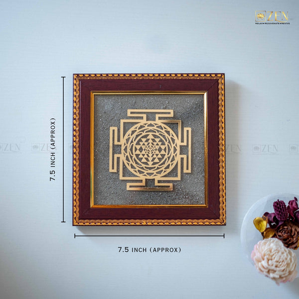 7.5 Inch Pyrite Shri Chakra Frame for Prosperity, Abundance, and Positive Energy