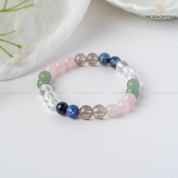 Inner Peace Energy Bracelet on a white surface with 'The Zen Crystals' branding.