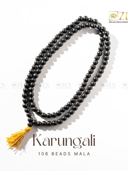 Handcrafted Karungali wooden mala for meditation, yoga, and spiritual growth