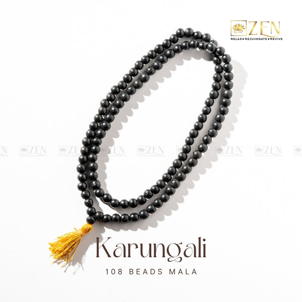 Handcrafted Karungali wooden mala for meditation, yoga, and spiritual growth