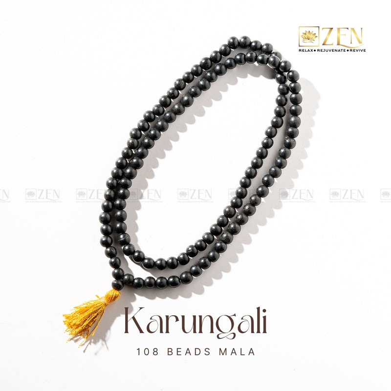 Handcrafted Karungali wooden mala for meditation, yoga, and spiritual growth