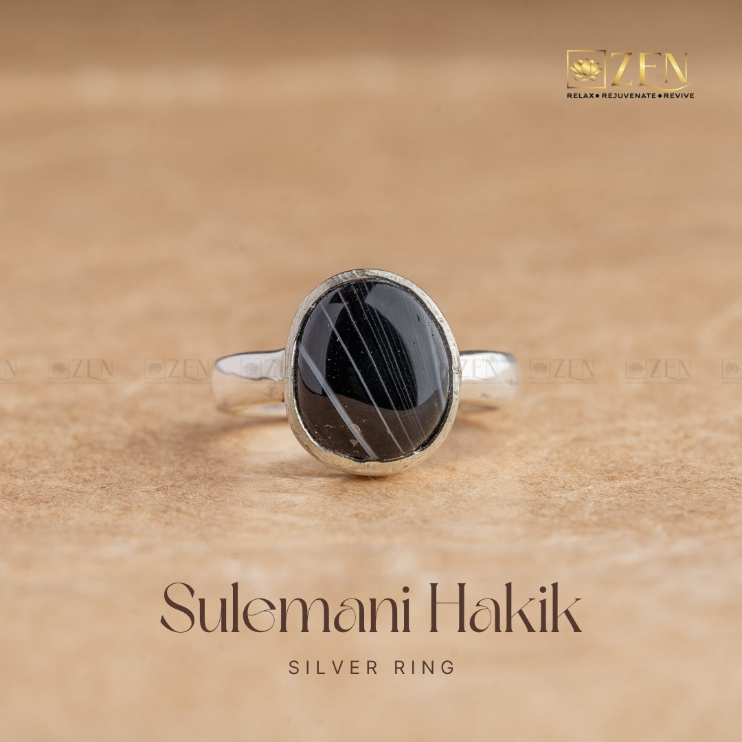 Sulemani Hakik Silver Ring - Free Size | the zen crystals