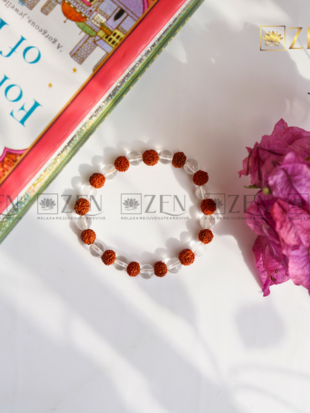 Sphatik & Rudraksha Combination Bracelet | The Zen Crystals