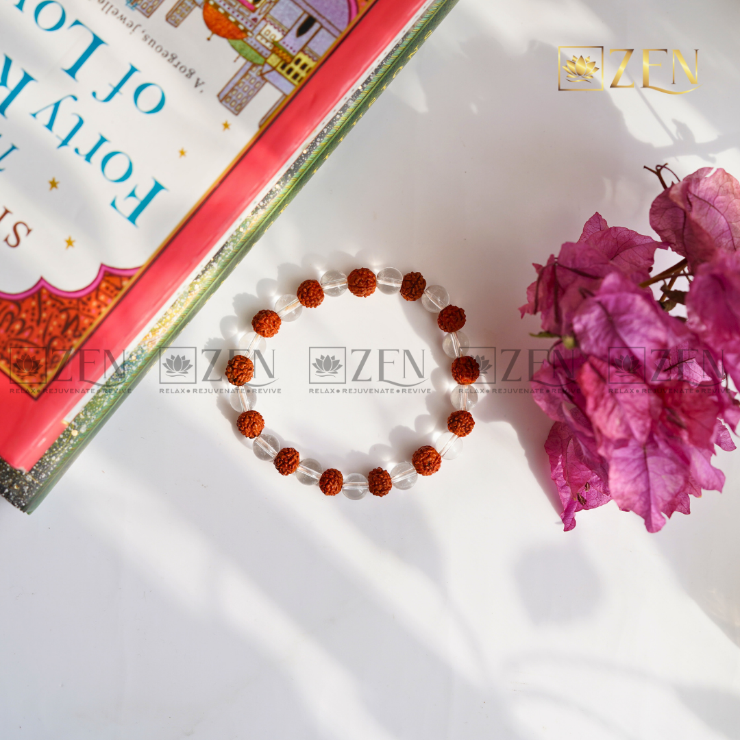 Sphatik & Rudraksha Combination Bracelet | The Zen Crystals