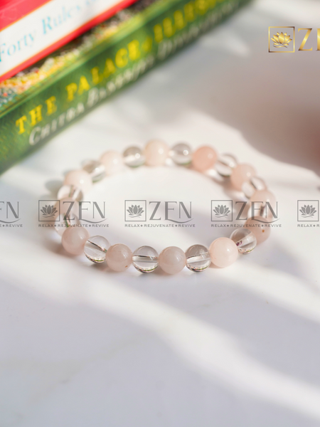 Rose Quartz Clear Quartz Bracelet | The Zen Crystals