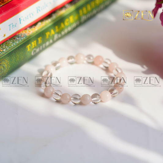 Rose Quartz Clear Quartz Bracelet | The Zen Crystals